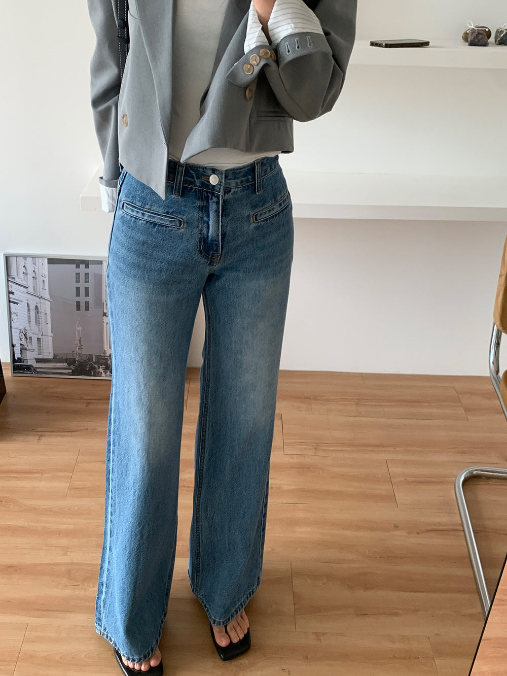 Schlankmachende Retro-Jeans mit hoher Taille