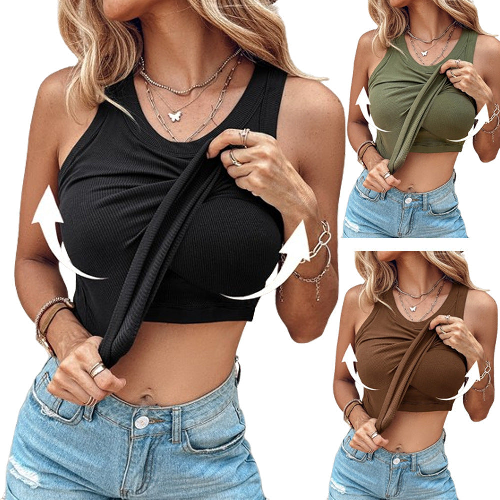 Round Neck Vest With Bra Summer