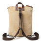 Women's Waterproof Canvas With Top Layer Leather Backpack