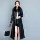 Ladies Fashion Thin Leather Trench Coat Coat