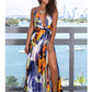 Women's Split Printed Beach Maxi Dress