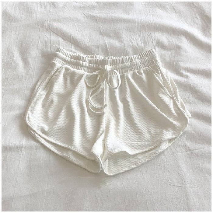 Ice Silk Thread Shorts Summer  Style Elastic Waistband