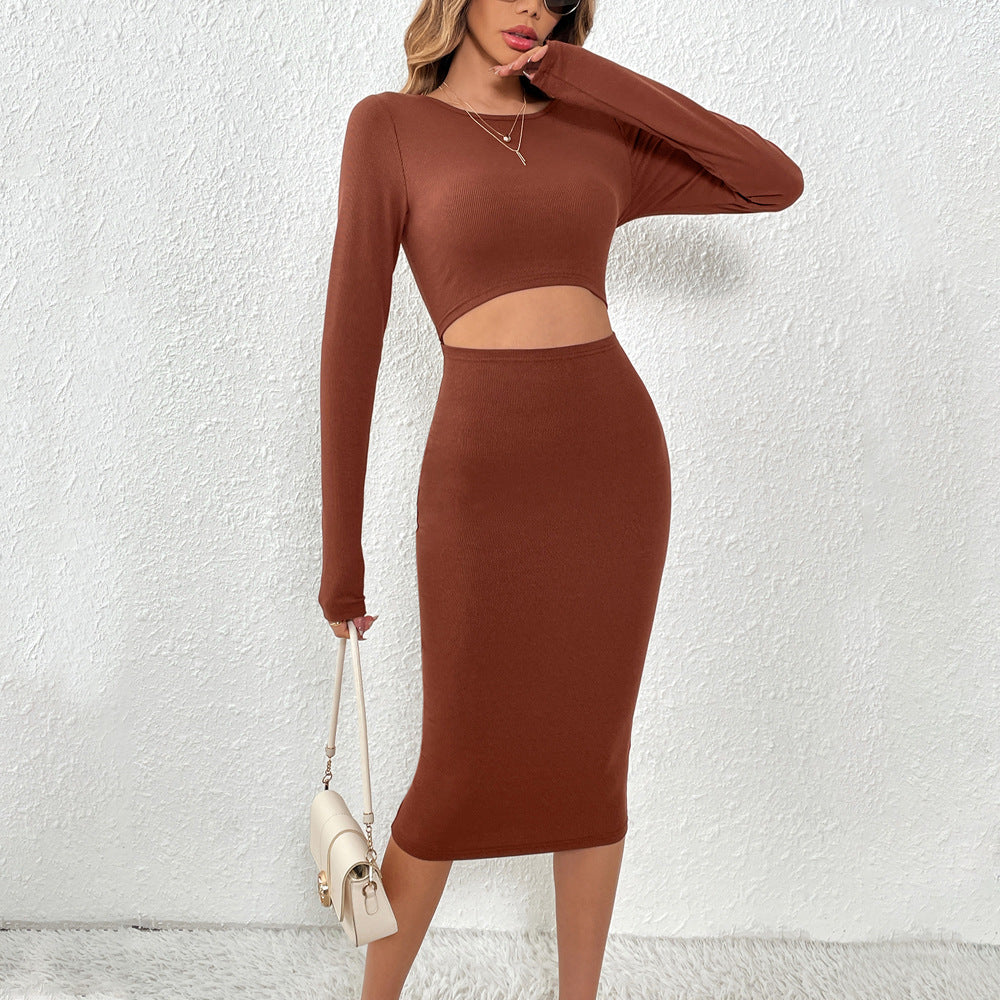 Hollowed-out Slimming Sheath Dress