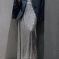 Women's Long-sleeve Blouse Long Skirt Sequined Suit