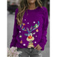 Christmas Pattern Printing Long Sleeve Crew Neck Sweater