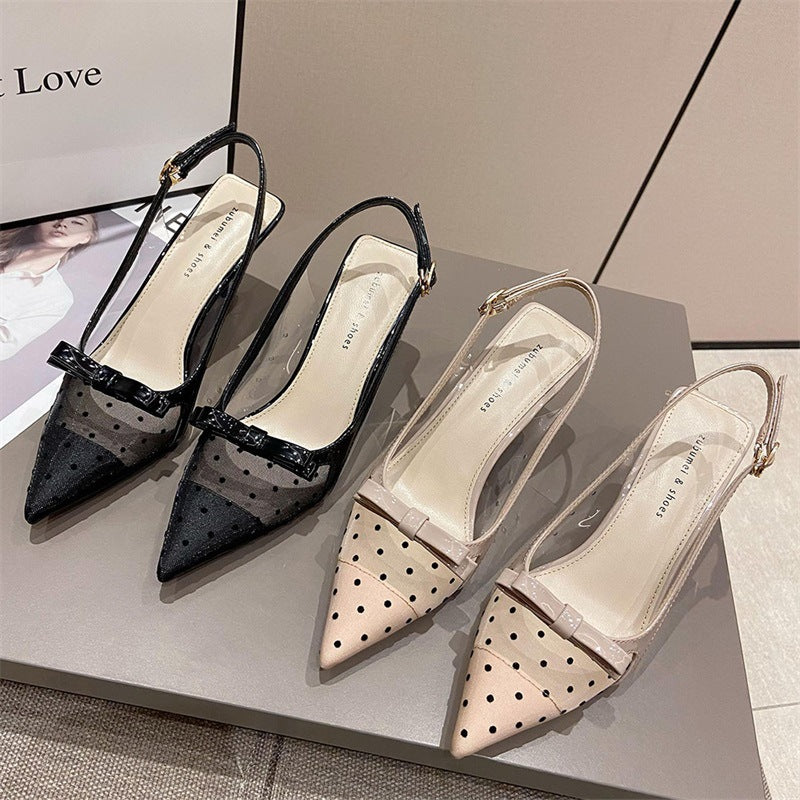 Pointed Toe Stiletto Heels Mesh Closed Toe Sandals