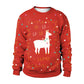 Digital Christmas Alpaca Printed Crew Neck Sweatshirt