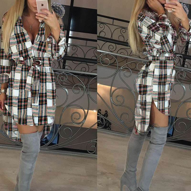 Women's Long Sleeve Plaid Elegant Shirt