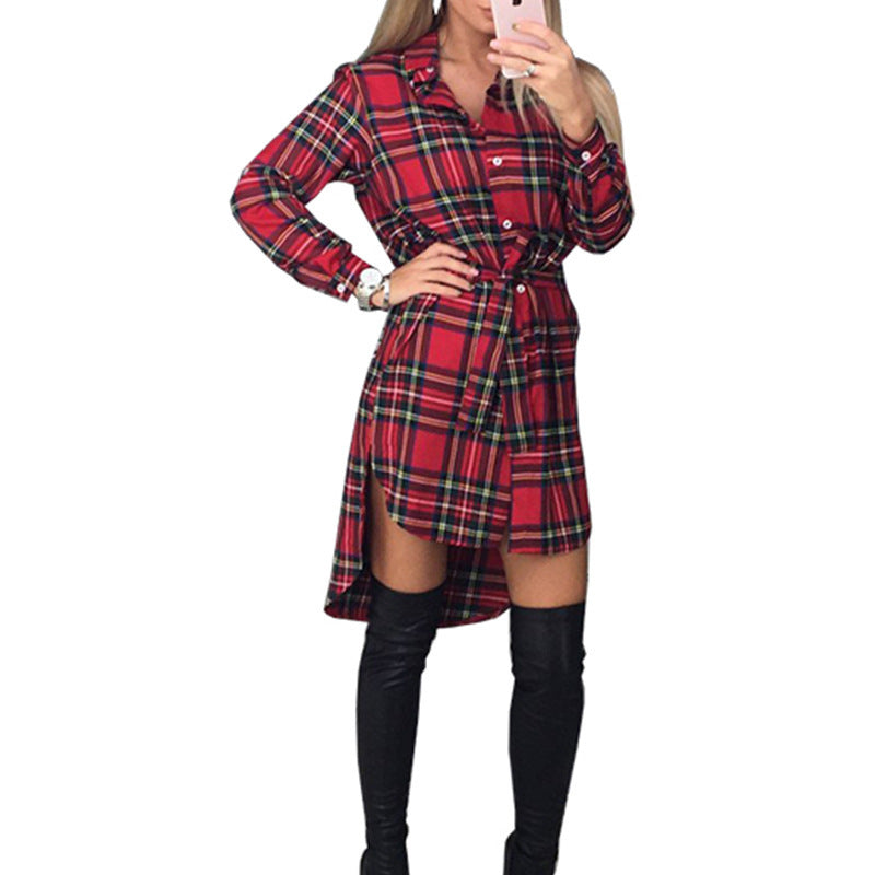 Women's Long Sleeve Plaid Elegant Shirt