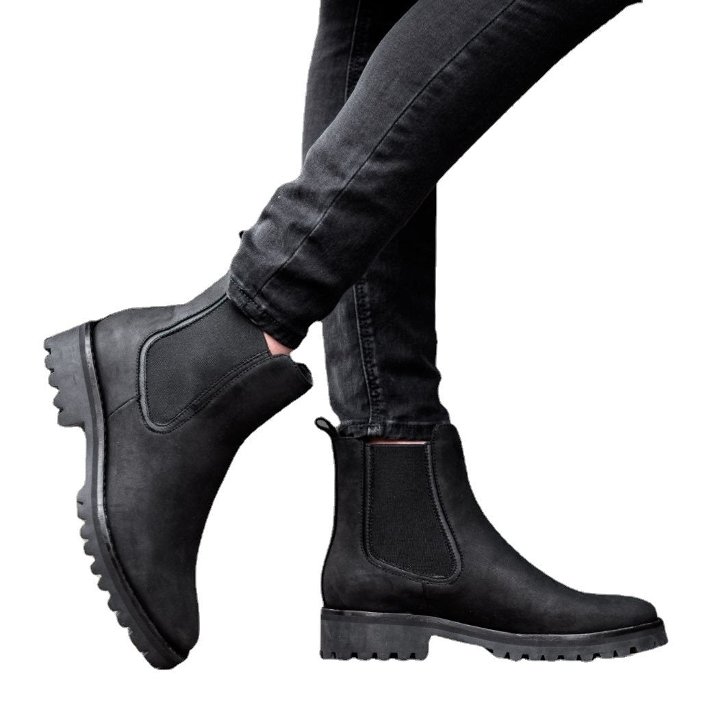 Women's Fashion Casual Platform Low-cut Round Head Ankle Boots