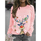 Christmas Pattern Printing Long Sleeve Crew Neck Sweater