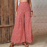 Fashionable Floral High Waist Wide Leg Trousers