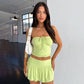 Summer Sleeveless Tube Top And Pleating Skirt Y2K Hot Girl Mid-length Dress Set