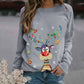 Christmas Pattern Printing Long Sleeve Crew Neck Sweater