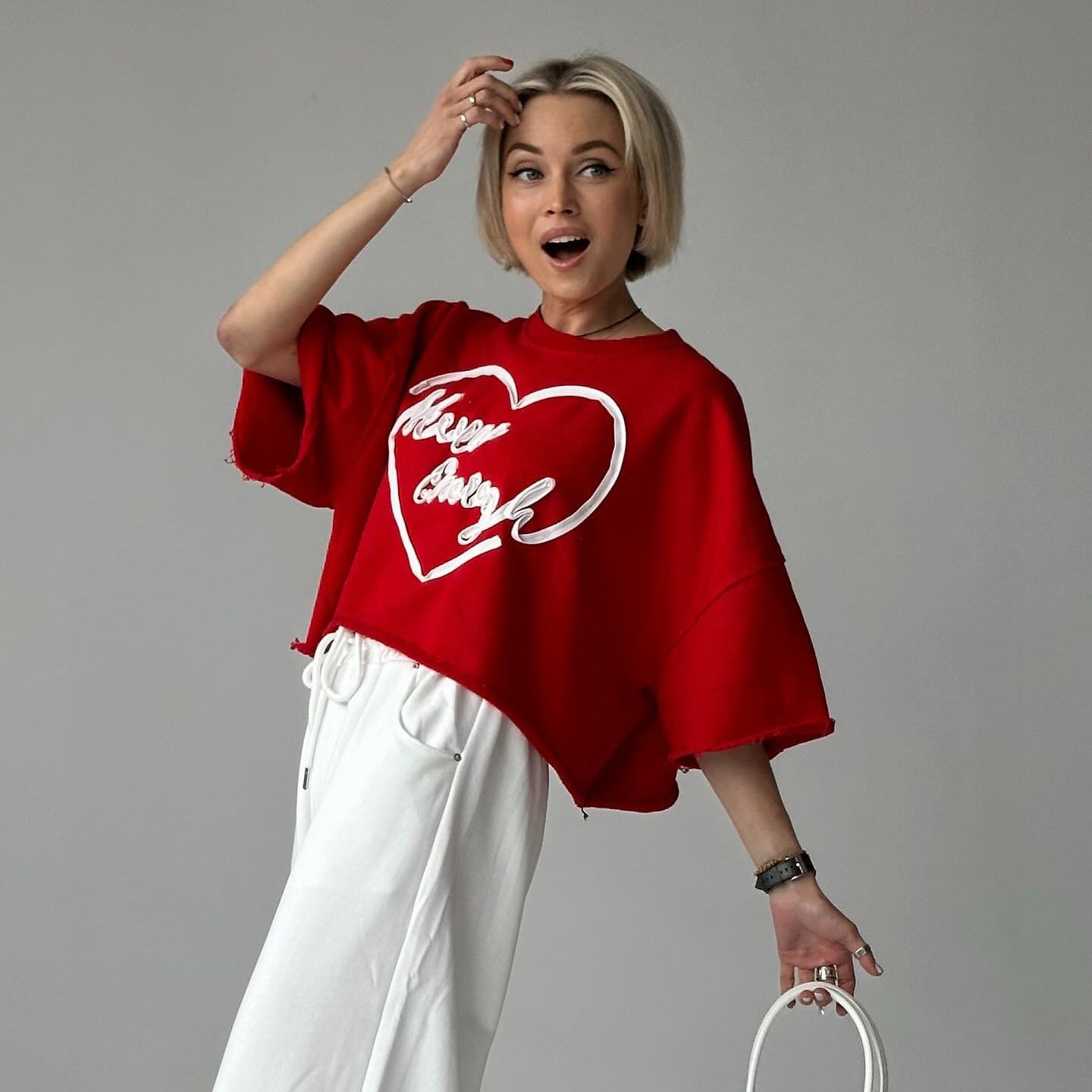 Short Sleeved Love Top Loose T-shirt Letter American