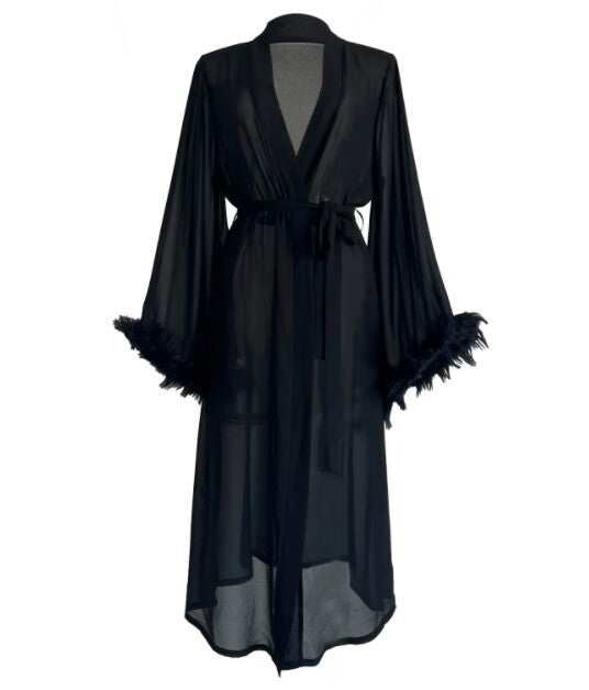 Women's Long Feather Dress | Women's Black Long Dress | Trend N Trove