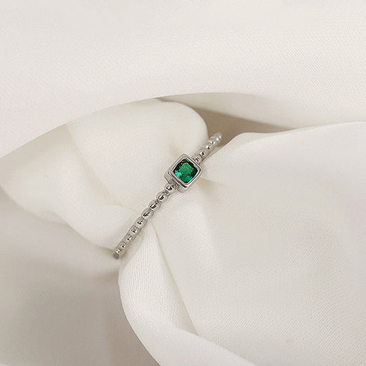 Anello All-match in argento sterling S925 classico con diamanti microintarsiati in zirconio verde