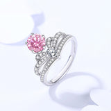 Moissanite Ring Women's Crown Sterling Silver