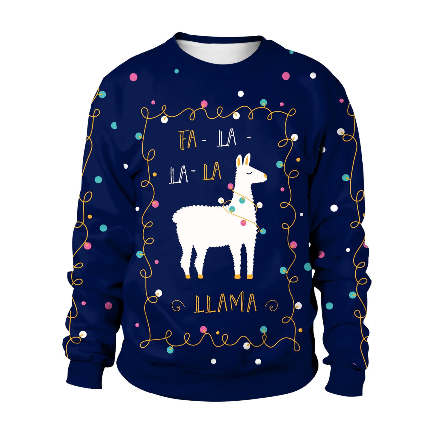 Digitales Weihnachts-Sweatshirt mit Rundhalsausschnitt und Alpaka-Aufdruck