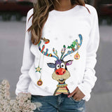 Christmas Pattern Printing Long Sleeve Crew Neck Sweater