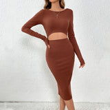 Hollowed-out Slimming Sheath Dress