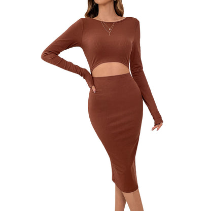 Hollowed-out Slimming Sheath Dress