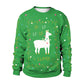 Digital Christmas Alpaca Printed Crew Neck Sweatshirt