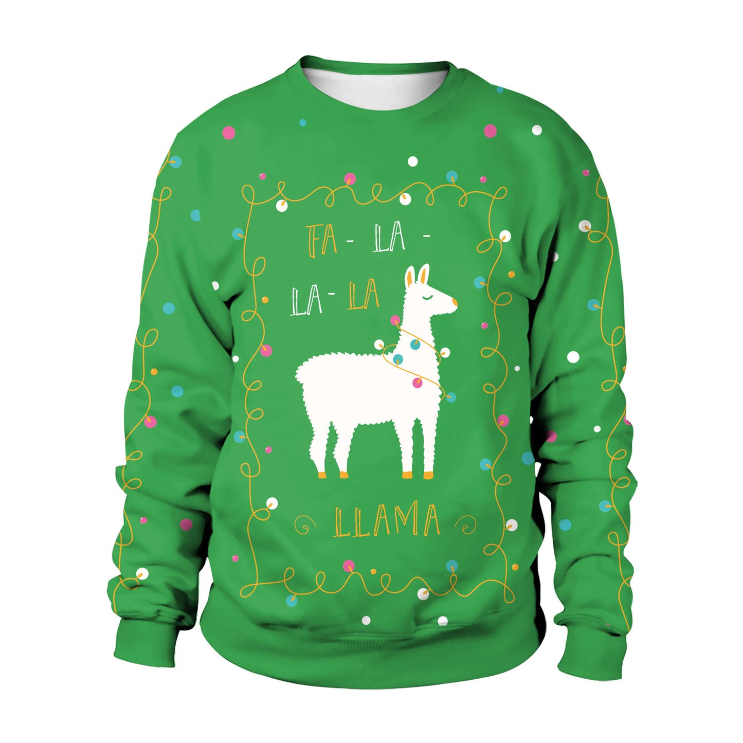 Digital Christmas Alpaca Printed Crew Neck Sweatshirt