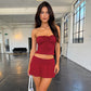 Summer Sleeveless Tube Top And Pleating Skirt Y2K Hot Girl Mid-length Dress Set