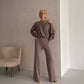 Temperament Commute Casual Slimming New Two-way Slant Shoulder Knitted Two-piece Suit