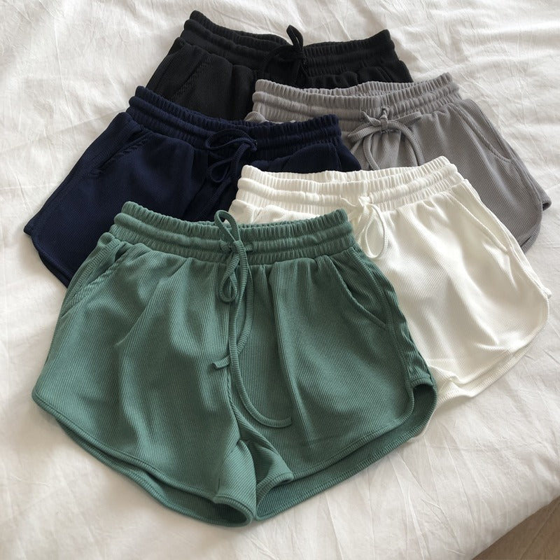 Ice Silk Thread Shorts Summer  Style Elastic Waistband