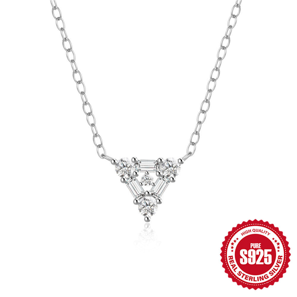 Collana corta con diamanti triangolari personalizzati in argento sterling S925