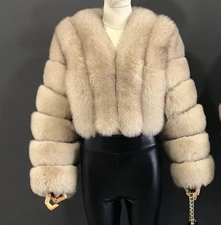 New Fur Women's Coat Short Stitching Long Sleeve