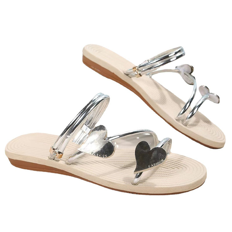 Ciabatte a forma di cuore estive piatte Love Beach Shoes da donna