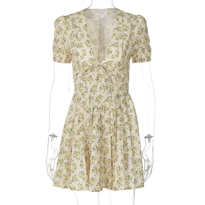 Fashion Pleated Floral Dress