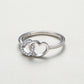 S925 Sterling Silver Double Heart-shaped Ring