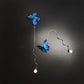 Blue Butterfly Ear Thread S925 Sterling Silver Long Pearl