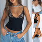 V-neck Camisole Lace Vest With Back Zipper Design Summer Slim Sleeveless Tops