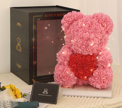 Love Gift Rose Bear Eternal Flower Rose Teddy Bear PE Foam Bear 25cm