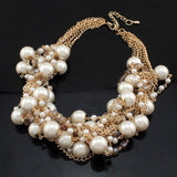 European And American Style Women Fashion Exaggerated Mixed Color Pearl Necklace Short Clavicle Chain