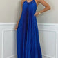 Banquet Simple Temperament Pleated Long Halter Dress