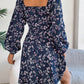 Fashion Floral Print Lantern Sleeve Dress