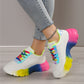 INS Style Rainbow Color Thick Bottom Lace-up Sneakers