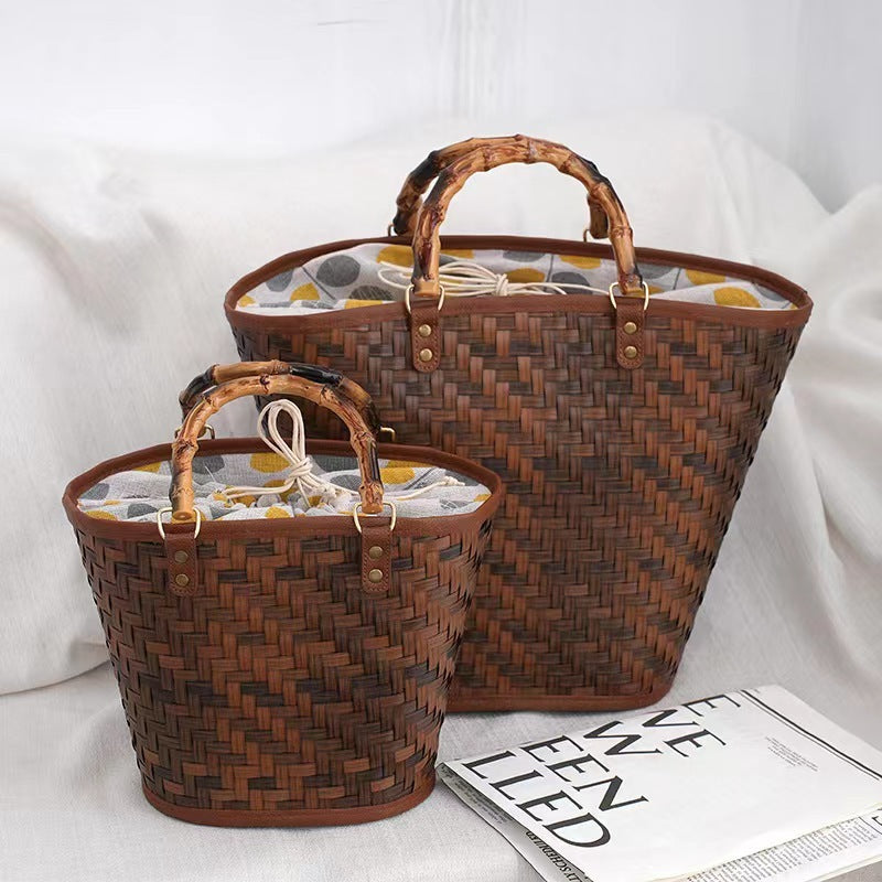 Vintage Hand-woven Acrylic Handle Women's Woven Tote