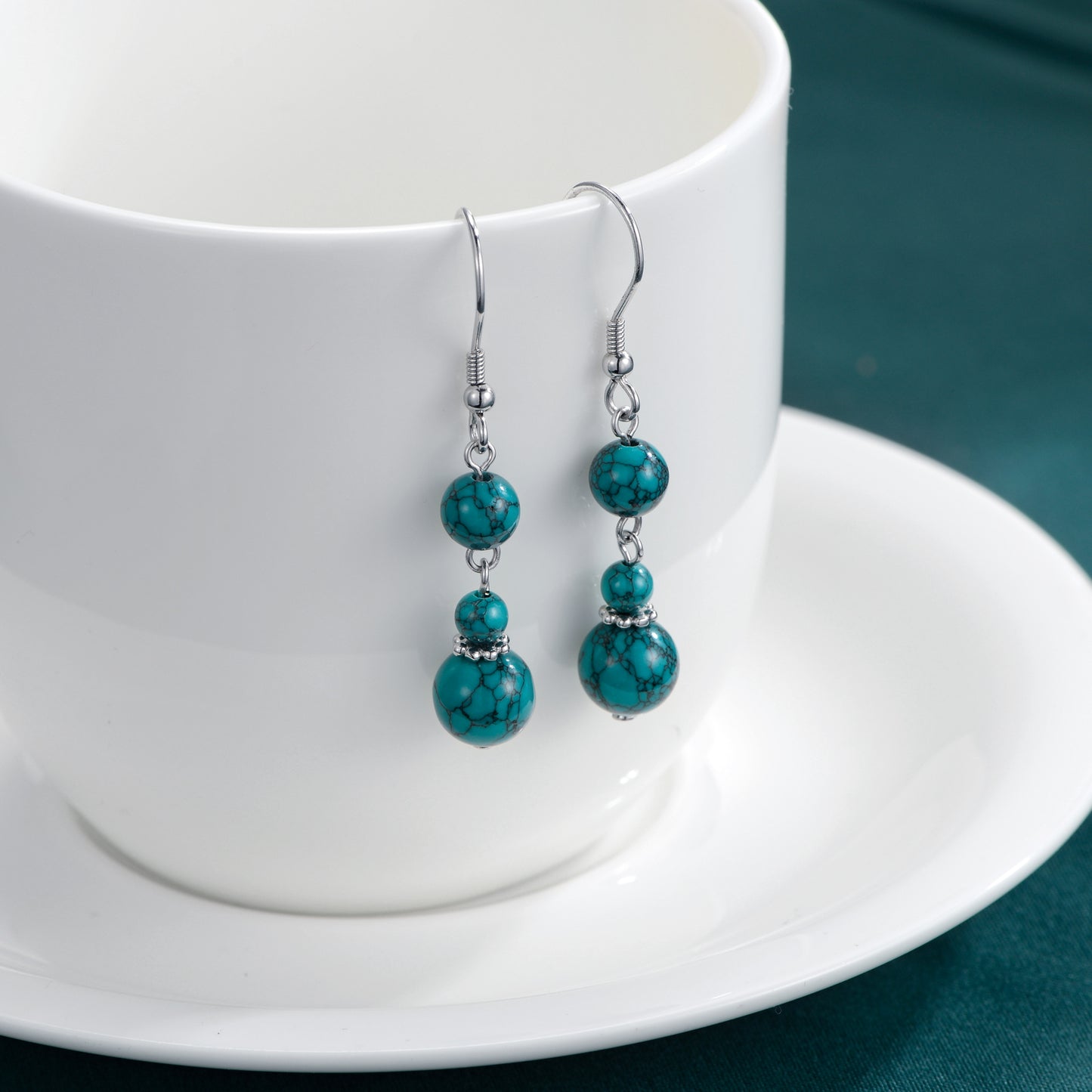 Turquoise Earrings for Women Sterling Silver Hooks Dangle Drop Earrings for Girls Gifts