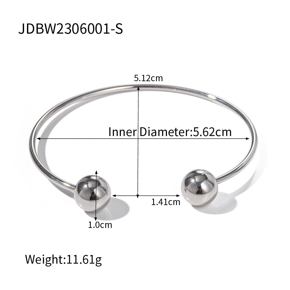 Bracciale sferico aperto con trama irregolare in acciaio inossidabile