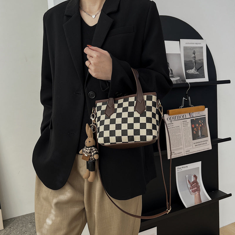 Fashion Houndstooth Shoulder Bags Portable Checkerboard Handbags