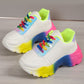 INS Style Rainbow Color Thick Bottom Lace-up Sneakers