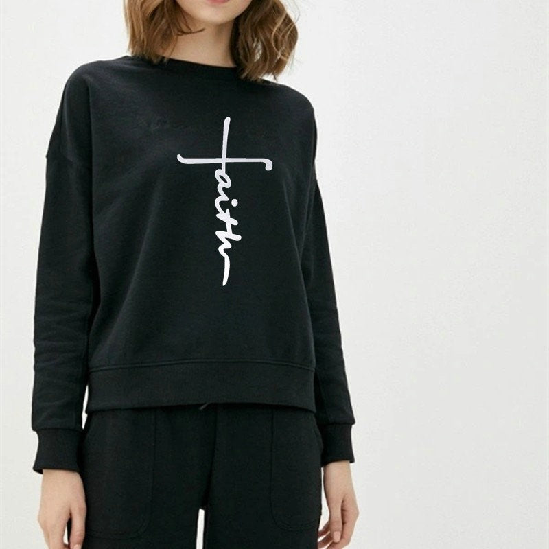 Street Style Letter Printing Long-sleeved Round-neck Pullover