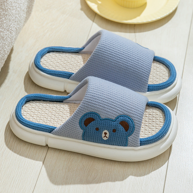 Cute Rabbit Slippers Linen House Shoes